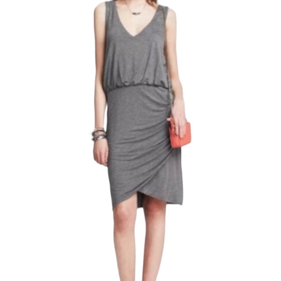 Banana Republic Dresses & Skirts - Banana Republic Grey Knit Tank Dress with Ruched Tulip Skirt XL